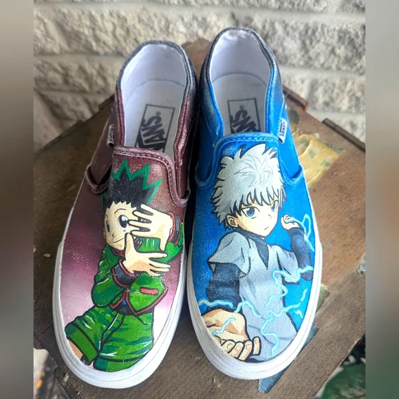 Custom Anime Kids Slip-On Shoes Hunter X Hunter Vans Size 6.5 Women's - Picture 1 of 8